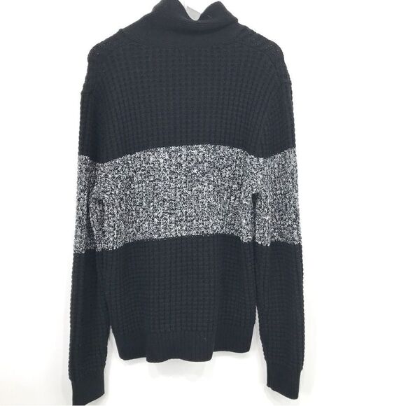 Gap Black Marled Colorblock Chunky Knit Pullover Collared Sweater - Picture 7 of 14